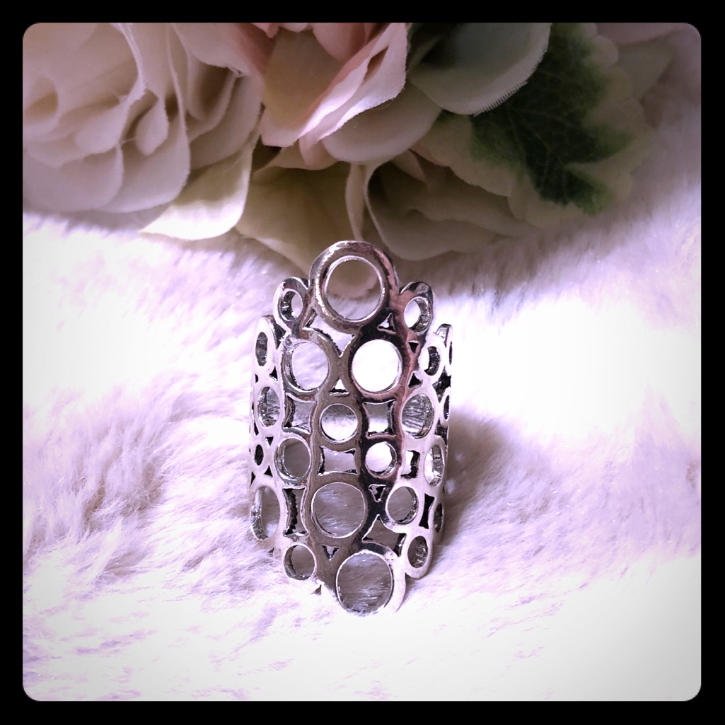 Nwt Boho Embellished Silver Plated Statement Ring
